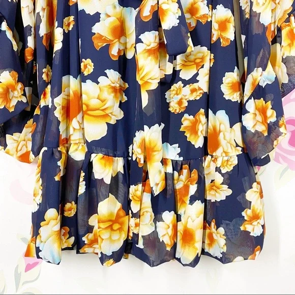 Betsey Johnson Bambi Floral Ruffle Bell Sleeves Dress 4 - Picture 7 of 13